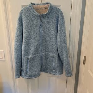 Cozy Blue Zip-Up Fleece Jacket With Beige Lining (#3)
